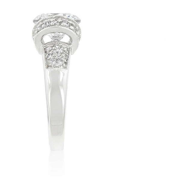 Tension Set CZ Engagement Ring in 14K White Gold