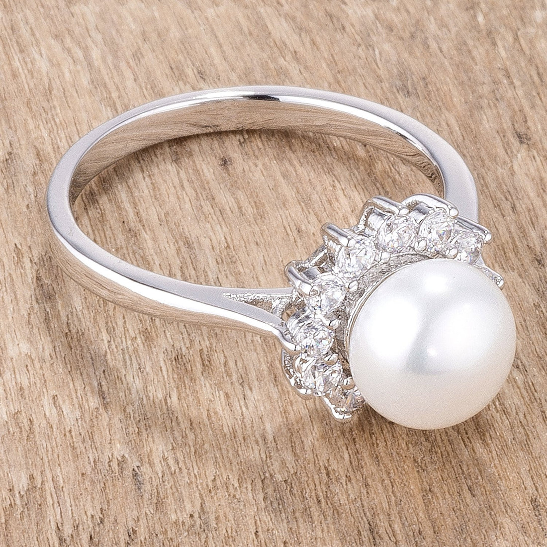 Meggie Freshwater Pearl CZ Halo Cocktail Ring