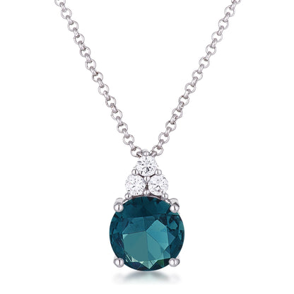 Abigail 9mm Blue Green Round CZ Pendant | 3ct