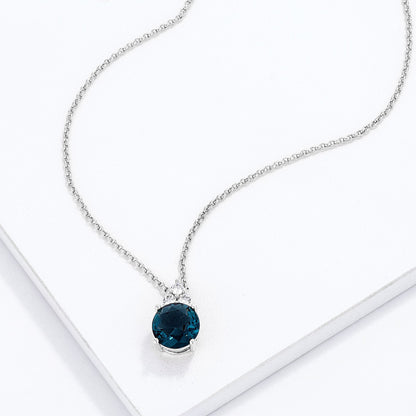 Abigail 9mm Blue Green Round CZ Pendant | 3ct