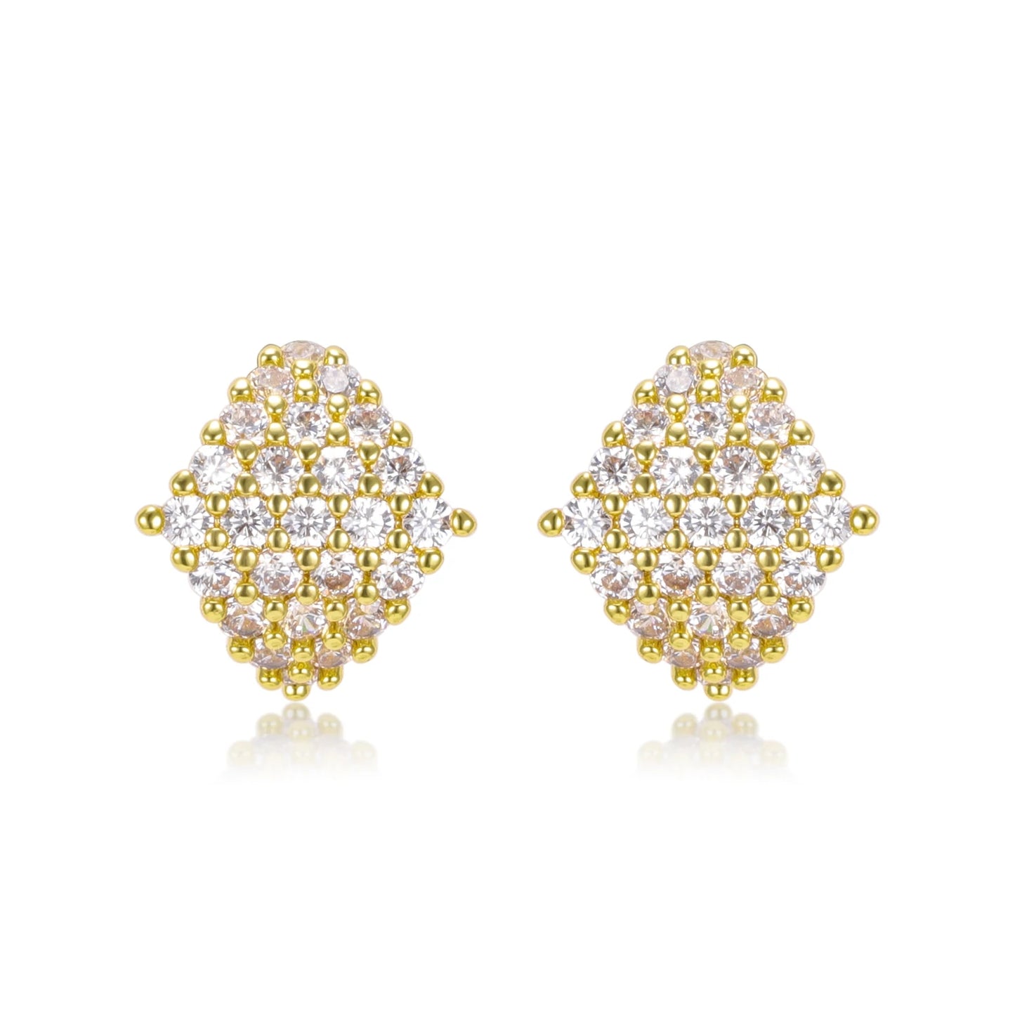 Fiona CZ Diamond Shape Gold Huggie Earrings