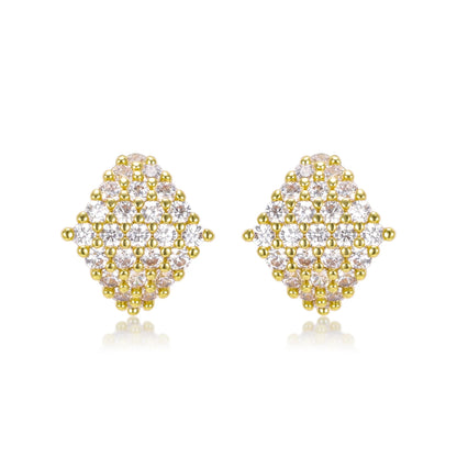 Fiona CZ Diamond Shape Gold Huggie Earrings