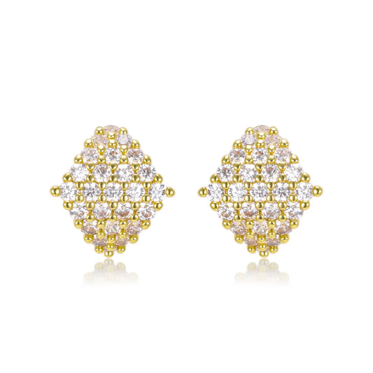 Fiona CZ Diamond Shape Gold Huggie Earrings