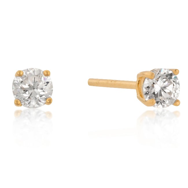 Haley 4mm Round CZ Silver Stud Earrings | 0.25ct | Sterling Silver