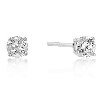 Haley 5mm Round CZ Gold Stud Earrings | 0.5ct | Sterling Silver