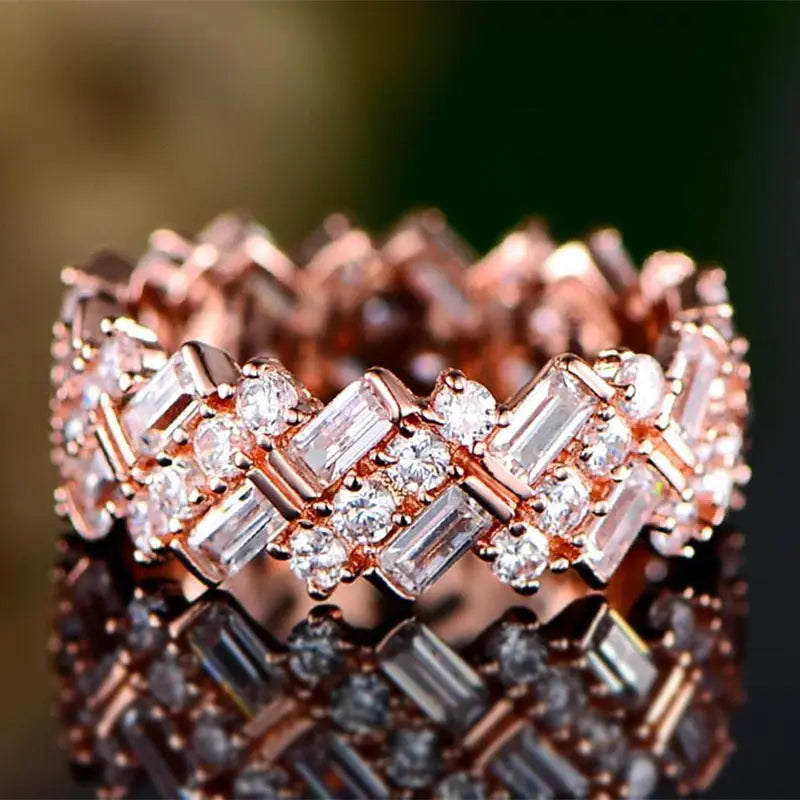 Mena Baguette CZ  Rose Gold Eternity Ring | 2.2ct