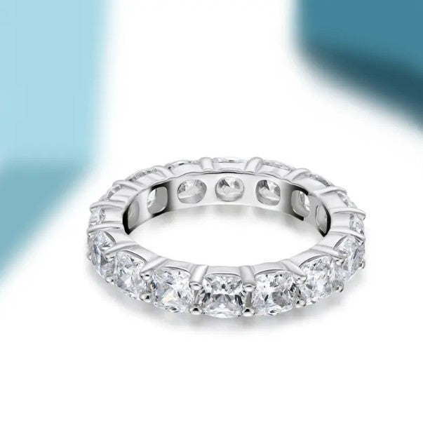 Natalie 4mm Cushion CZ Eternity Ring | 6ct | 925 Sterling Silver