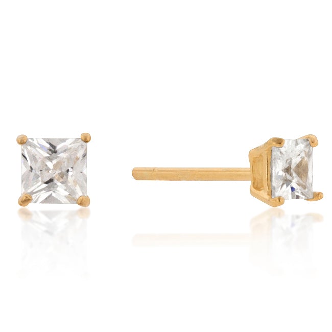 Halsey Princess Cut Stud Earrings – 4mm | .5ct | Sterling Silver