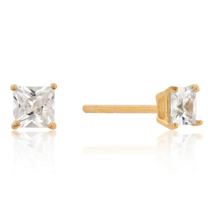 Halsey Princess Cut Stud Earrings – 4mm | .5ct | Sterling Silver