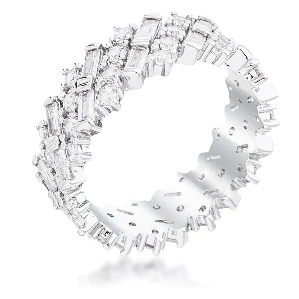 Meena Silver CZ Baguette Eternity Ring | 2.2ct