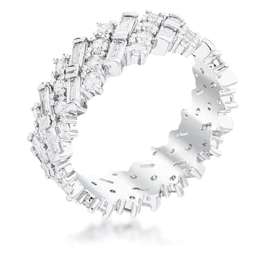 Meena Baguette CZ Hematite Eternity Ring | 2.2ct