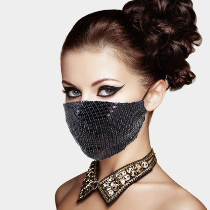 Lia Red Metallic Embellished Fashion Mask