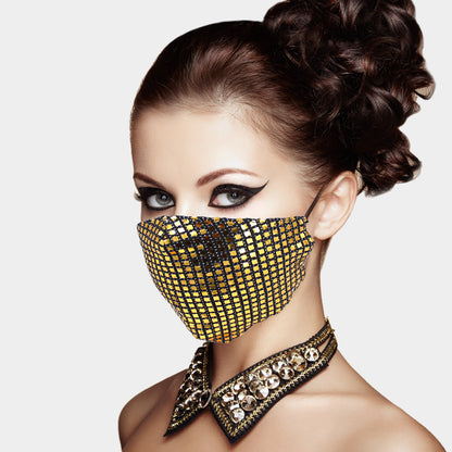 Lia Black Metallic Embellished Fashion Mask