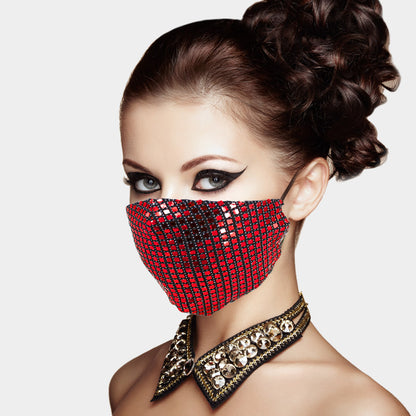 Lia Black Metallic Embellished Fashion Mask