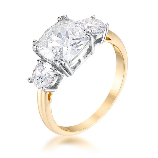 Add 9mm Cushion CZ Three Stone Engagement Ring | 4ct | 5.5ct