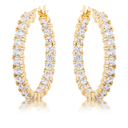 Abella Round CZ Eternity Gold Hoop Earrings | 1.5in