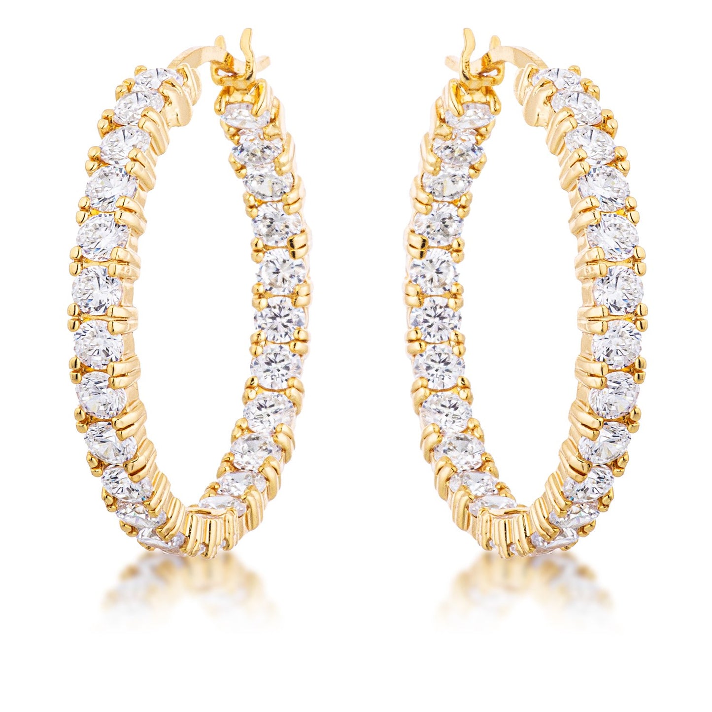 Abella Round CZ Eternity Hoop Earrings | 1.5 in