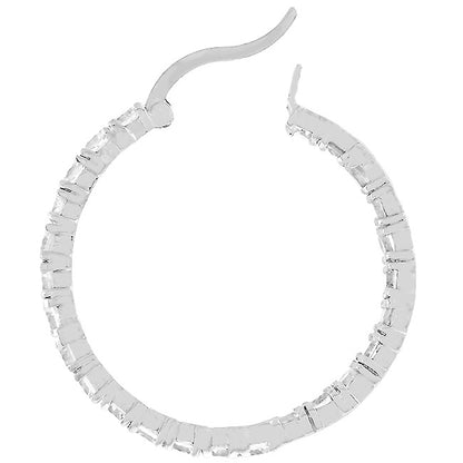 Abella Round CZ Eternity Hoop Earrings | 1.5 in