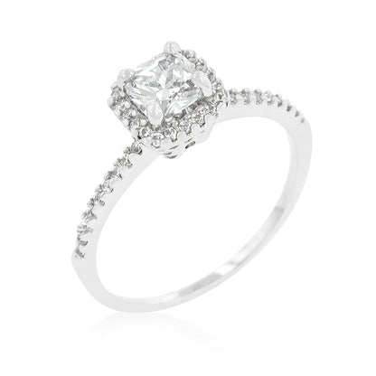 Ada Delicate Princess CZ Halo Engagement Ring | 0.6ct