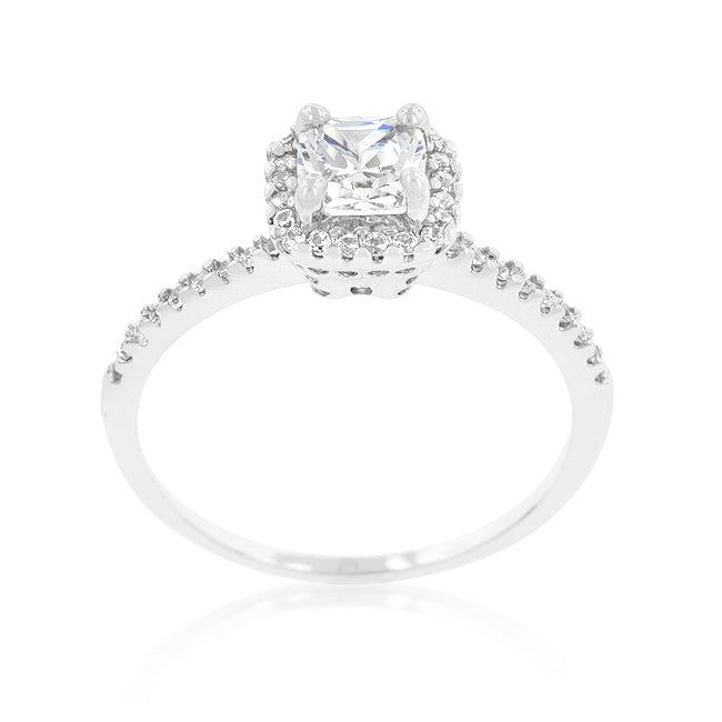 Ada Delicate Princess CZ Halo Engagement Ring | 0.6ct