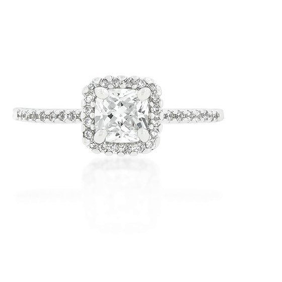 Ada Delicate Princess CZ Halo Engagement Ring | 0.6ct