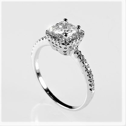 Ada Delicate Princess CZ Halo Engagement Ring | 0.6ct