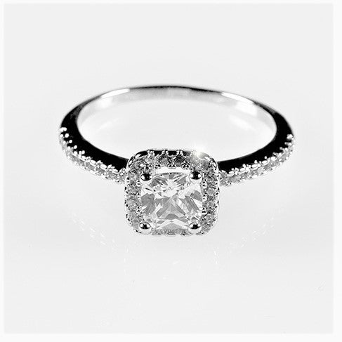 Ada Delicate Princess CZ Halo Engagement Ring | 0.6ct