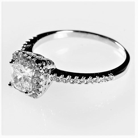 Ada Delicate Princess CZ Halo Engagement Ring | 0.6ct