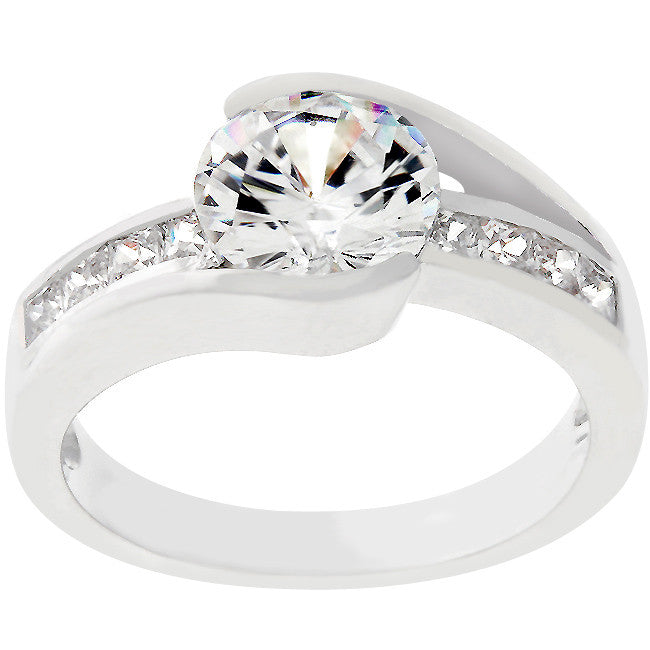 Highly Polished Solitaire Titanium Tension Ring with Triangle Cut CZ, size  7