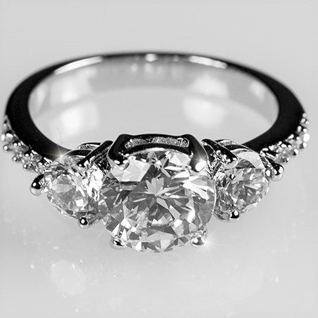 Alba Three Stone CZ Engagement Ring | 2.5ct