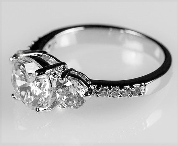 Alba Three Stone CZ Engagement Ring | 2.5ct