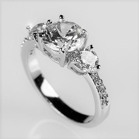 Alba Three Stone CZ Engagement Ring | 2.5ct