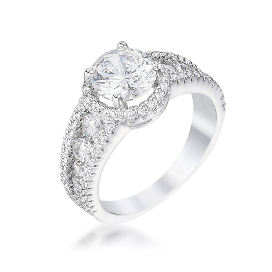 Alexia 7mm Round CZ Halo Engagement Ring | 1.4ct | 2.8ct