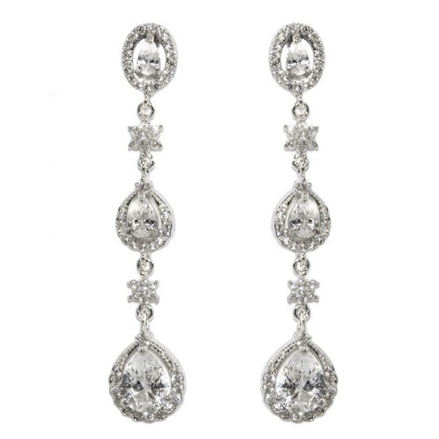 Alina Pear Drop Dangle Chandelier Earrings | 55mm