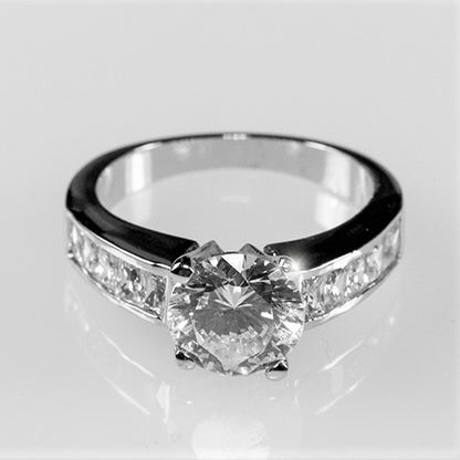 Alnor 8mm Round CZ Solitaire Engagement Ring | 2ct | 3.5ct