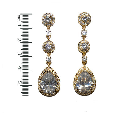 Amberly Pear CZ Linear Chandelier Earrings | 2.24in