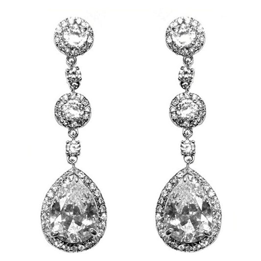 Amberly Clear Dangle Chandelier Earrings | 57mm