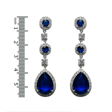 Amberly Sapphire Dangle Chandelier Earrings | 57mm