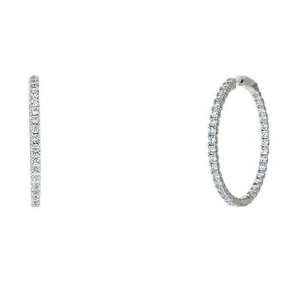 Anna Inside Outside CZ Silver Hoop Earrings| 1.6in