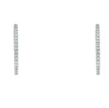 Anna Inside Outside CZ Silver Hoop Earrings| 1.6in