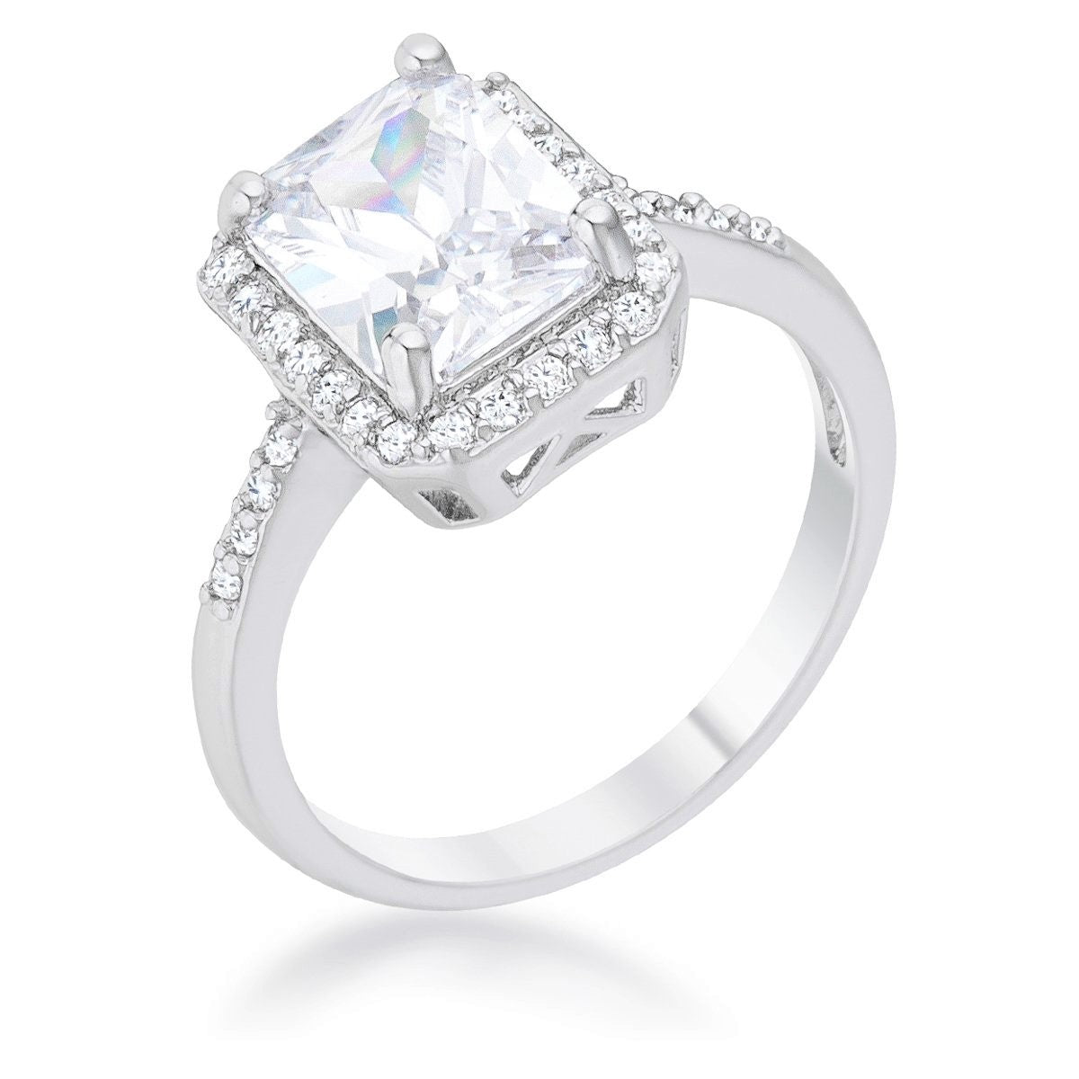 Ariana 9mm Radiant CZ Halo Engagement Ring | 3ct | 3.5ct