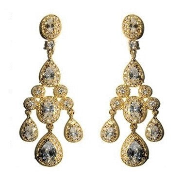 Armania Clear Chandelier Earrings | 18k Gold | 51mm