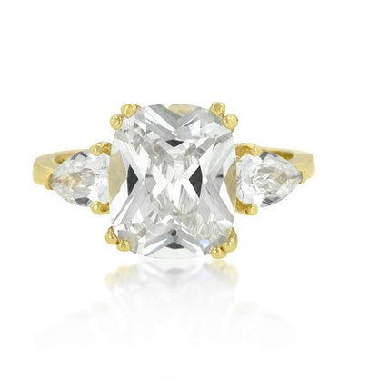 Aurora 11x9mm Radiant CZ Three Stone Engagement Ring | 5ct | 6ct