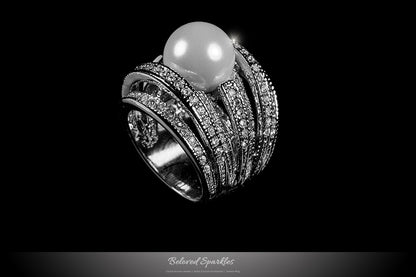 Ayala 12mm White Pearl CZ Band Cocktail Ring