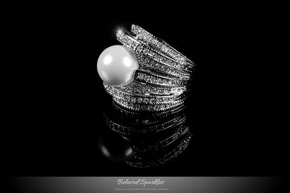 Ayala 12mm White Pearl CZ Band Cocktail Ring