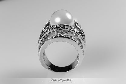 Ayala 12mm White Pearl CZ Band Cocktail Ring