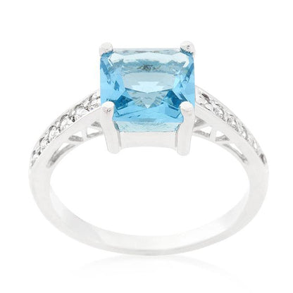 Barrie 8mm Aqua Blue Princess Solitaire Ring | 3ct