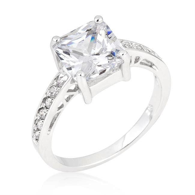 Barrie 8mm Princess Solitaire CZ Engagement Ring | 3ct