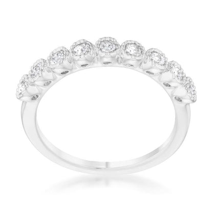 Bea Round CZ Bezel Silver Band Ring