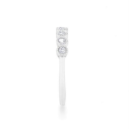 Bea Round CZ Bezel Silver Band Ring